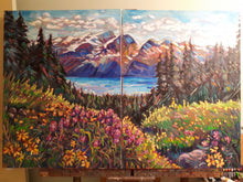 Load image into Gallery viewer, Original Oil Painting, Summer Whistler BC Canada, Two 24.5x31.5 Canvas, Total 31.5x49.2x1.5 inch, 210219
