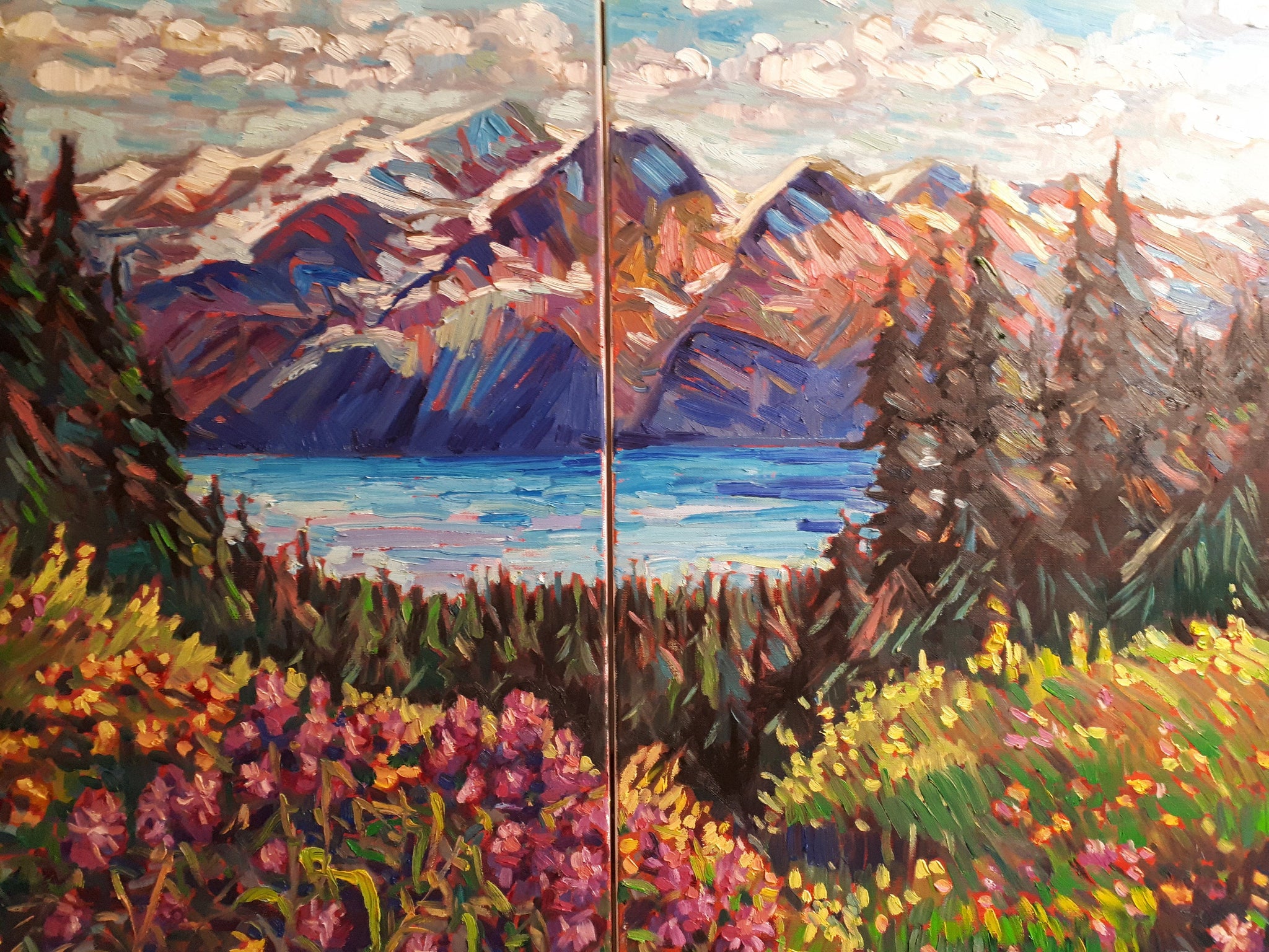 Original Oil Painting, Summer Whistler BC Canada, Two 24.5x31.5