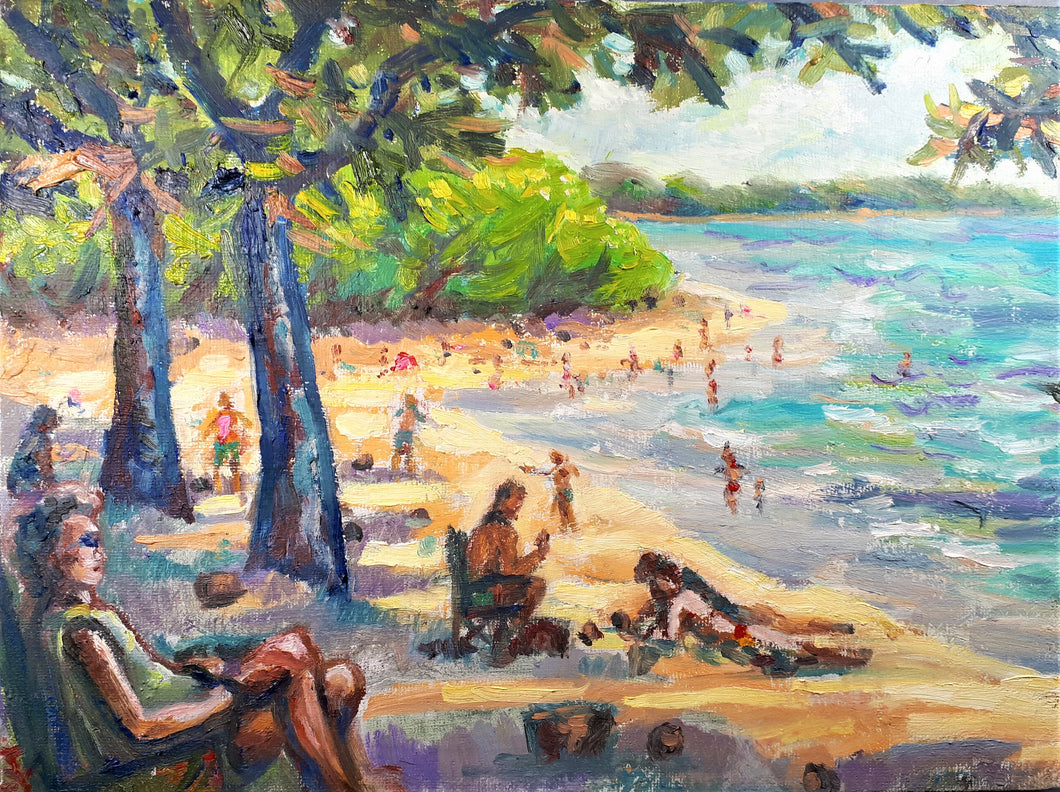 Original Oil Painting, Vancouver Beach, 210306, 9x12