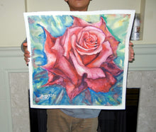 Load image into Gallery viewer, Original Water Color Painting, Large Size 22&quot;x22&quot;, Red Rose, Unframed, 150216
